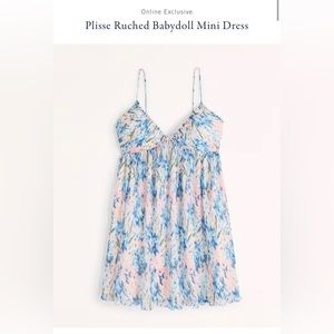 Plisse Ruched Babydoll Abercrombie Mini Dress